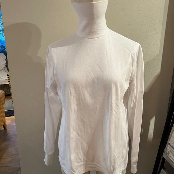 2 Lands End Ladies White Cotton Pima Lisle Turtlenecks,  Medium, Regular, NWT - Picture 1 of 12